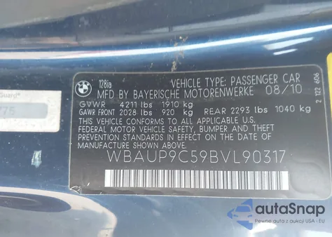 2011 BMW 128I z USA, uszkodzony, nr VIN WBAUP9C59BVL90317